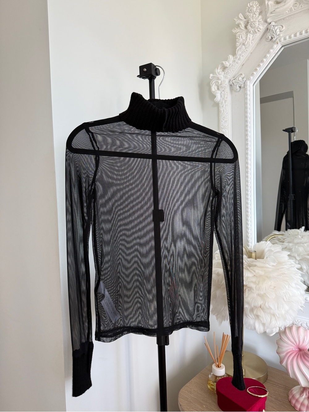 Zara Black Sheer Mesh Turtleneck Long-Sleeve Top - Picture 11 of 13